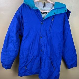 Vintage L.L. Bean Windbreaker Vibrant Blue Coat Women's Large Long
